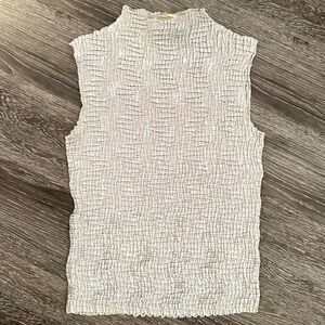 Cache Vintage High Neck Crinkle Scrunch Top